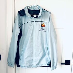 Men’s Light Blue Jacket Zion national park raincoat